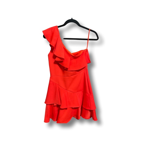 BCBG MaxAzria one shoulder Calinda ruffle dress. - Picture 2 of 3